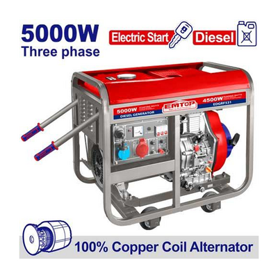 مولد ديزل بكرة + مفتاح (3 فاز - 5KW )